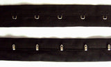 Hook and Eye Tape 5. Black Soft Cotton, 25mm Spacing. - Ribbonmoon