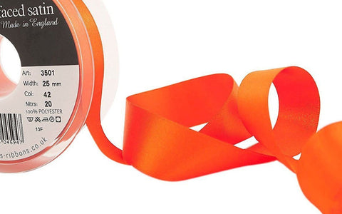 R3190 25mm Orange Delight Double Face Satin Ribbon by Berisfords