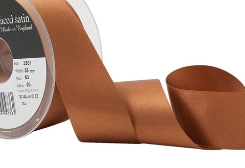 R3651 35mm Sable Brown Double Face Satin Ribbon by Berisfords