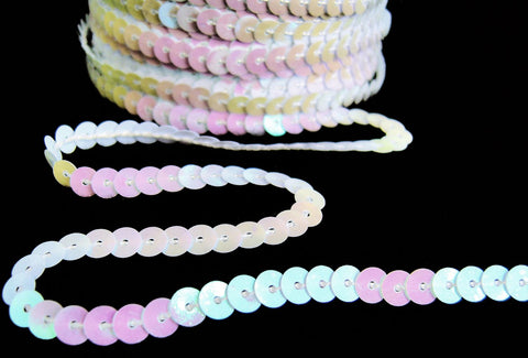 SQC20 6mm White-Pink Mother of Pearl Strung Sequins