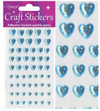 STICKJEWEL47 Pale Blue Love Heart Shaped Adhesive Backed Gems