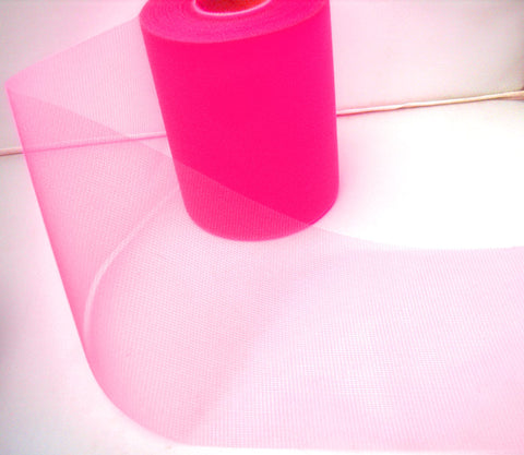 TULLE35 10cm Flourescent Pink Fine Tulle - Ribbonmoon