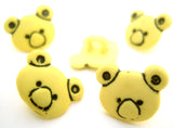B5002 14mm Lemon Pastel Teddy Bear Face Childrens Shank Button