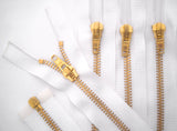 Z5270 41cm White with Brass Teeth No.5 Open End Zip