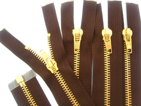 Z5242 69cm Dark Brown with Brass Teeth No.5 Open End Zip