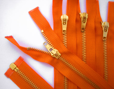 Z5211 51cm Orange Brass Teeth No.5 Open End Zip