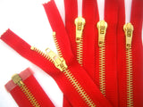 Z5252 61cm Red with Brass Teeth No.5 Open End Zip