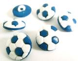 B10026 14mm Blue and White Football Design Novelty Shank Button