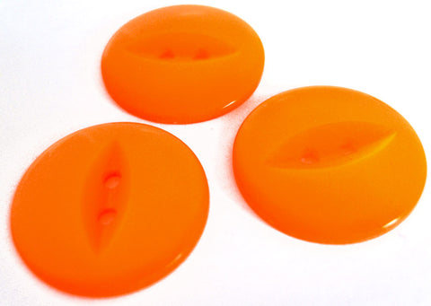 B10062 22mm Deep Neon Orange Polyester Fish Eye 2 Hole Button