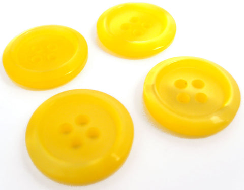 B10290 19mm Yellow Pearlised Polyester 4 Hole Button