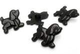 B11553 22mm Black Poodle Dog Gloss Nylon Childrens Shank Button