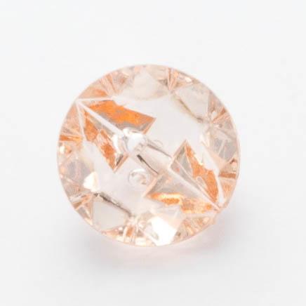 B18156 15mm Peach Clear Crystal Glass Effect Button, Hole Built into the Back