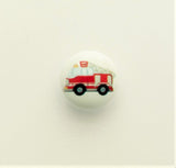 B12759 15mm Fire Engine Picture Design Novelty Childrens Shank Button