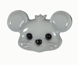 B12842 18mm Grey-Black Mouse Head Novelty Childrens Shank Button
