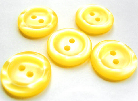 B13716 18mm Lemon Polyester 2 Hole Button, Vivid Shimmer and Raised Rim