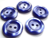 B15511 20mm Royal Blue Polyester 2 Hole Button, Vivid Shimmer and Raised Rim