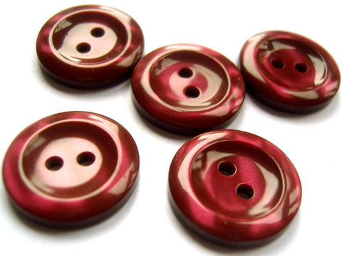 B15514 20mm Wine Polyester 2 Hole Button,Vivid Shimmer,Raised Rim