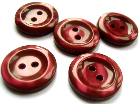 B13729 18mm Wine Polyester 2 Hole Button, Vivid Shimmer and Raised Rim