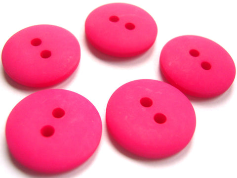 B14447 15mm Cerise Pink Matt and Lighty Domed 2 Hole Button