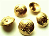 B13804 17mm Gold Metal Domed Shank Button with Raised Anchor Design