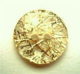 B13937 18mm Honey Tinted Clear Button, Thin Gold Tinsel 2 Hole Button