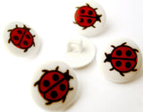 B14066 14mm White and Red Ladybird Novelty Children Shank Button