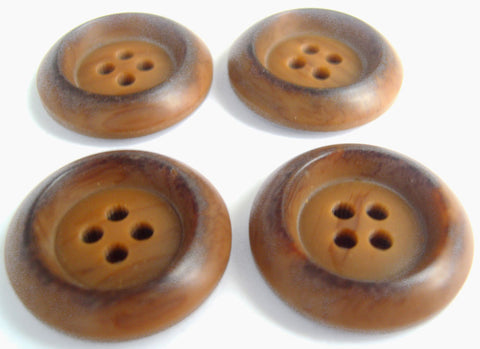 B14103 23mm Tonal Brown Wood Effect Acrylic Chunky 4 Hole Button