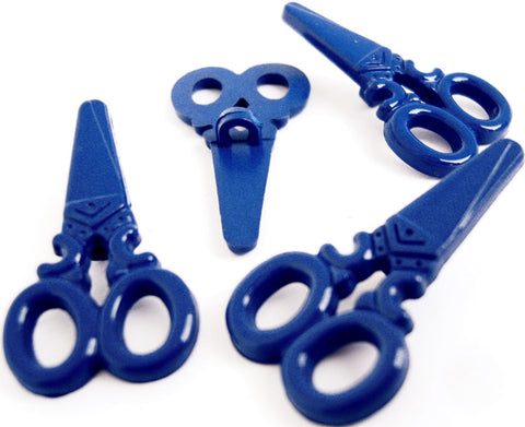 B14293 33mm Dark Royal Blue Scissor Shaped Novelty Shank Button