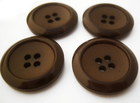 B14350 22mm Dark Brown Matt Centre 4 Hole Button, Gloss Rim