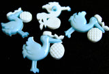 B14450 21m Blue-White Stork Design Novelty Childrens Shank Button
