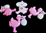 B14451 21m Pink-White Stork Design Novelty Childrens Shank Button