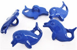 B14468 16mm Royal Blue Dolphin Shaped Novelty Childrens Shank Button