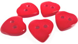 B16363 9mm Red Pearlised Surface Love Heart Shape 2 Hole Button