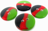 B14643 17mm Green-Red-Black High Gloss Tricolour 2 Hole Button
