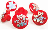 B14652 12mm Red-Metallic Iridescent Teddy Bear Childrens Shank Button