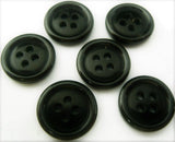 B14981 15mm Black Soft Sheen 4 Hole Button with Raised Rounded Rim