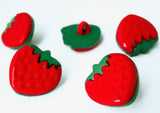 B16836 21mm Red and Green Strawberry Design Novelty Shank Button