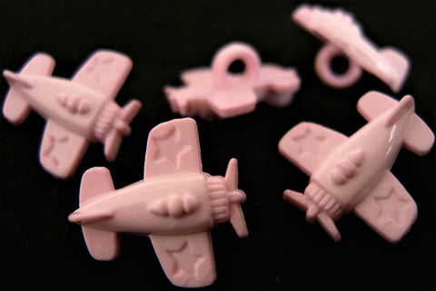 B15550 15mm Pink Aeroplane Shaped Novelty Childrens Shank Button