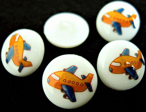 B15557 15mm Aeroplane Picture Design Novelty Childrens Shank Button