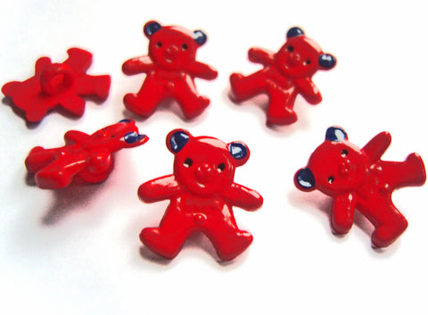 B15732 16mm Red and Blue Teddy Bear Shaped Novelty Shank Button