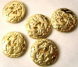 B15924 15mm Pale Gold Metal Alloy Textured 2 Hole Button