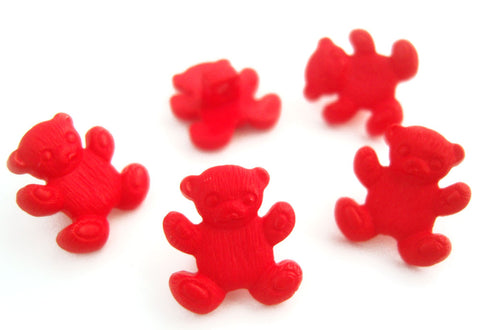 B15935 15mm Red Teddy Bear Shaped Novelty Shank Button