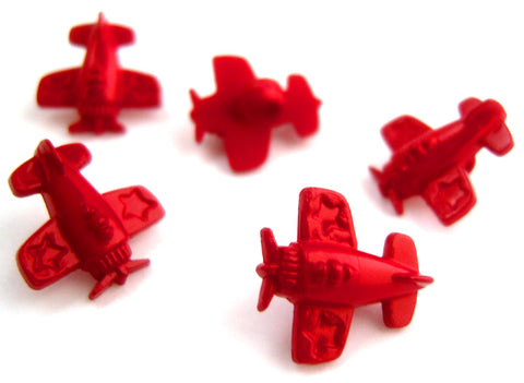 B16821 15mm Deep Red Aeroplane Shaped Novelty Shank Button