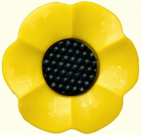 B17113 38mm Yellow-Black Sunflower / Daisy Flower Novelty Shank Button
