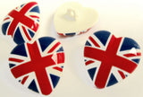 B17772 22mm Union Jack Flag, Love Heart Shaped Novelty Shank Button