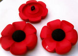 B18181 23mm Red and Black Poppy / Daisy Flower Design Shank Button