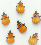 B18201 25mm Orange-Black Pumpkin Witch Halloween Shank Button