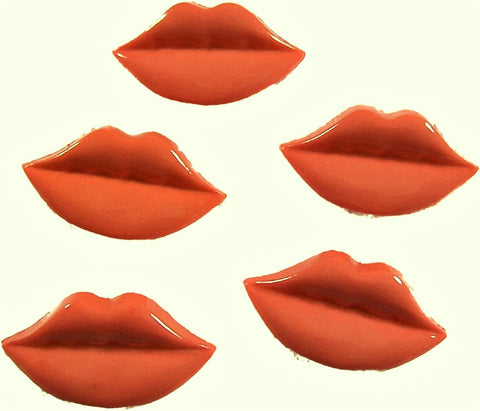 B3056 24mm Dull Orange Sexy Lips Design Novelty Childrens Shank Button