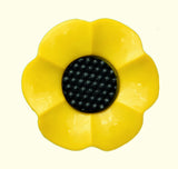 B3209 18mm Yellow-Black Sunflower Flower Design Novelty Shank Button
