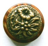 B5225 18mm Heavy Antique Brass Metal Shank Button, Tortoise Shell Rim